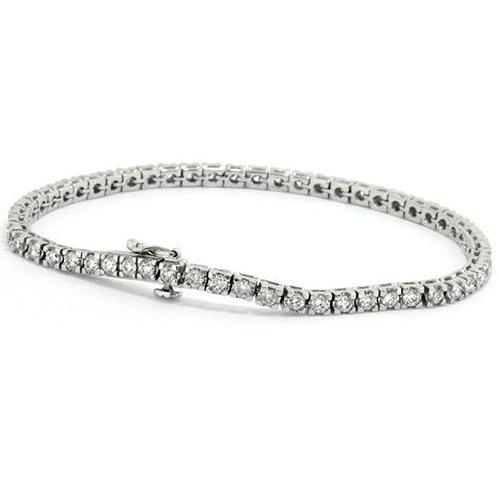 6 Carats Round Real Diamond Tennis Bracelet White Gold 14K Prong Set