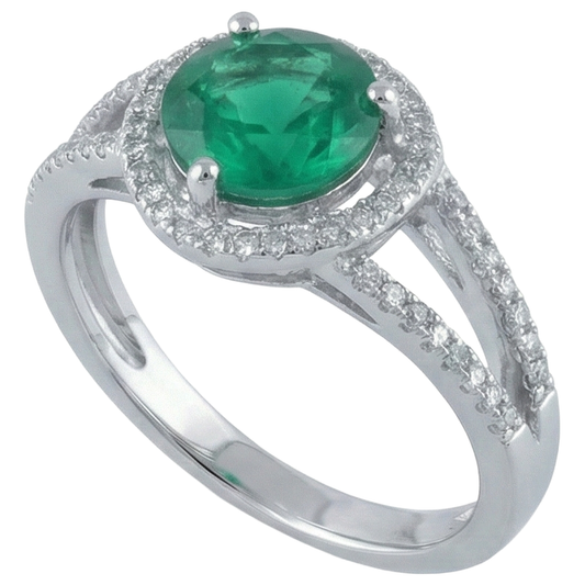 6 Carats Round Shape Green Emerald With Natural Earth Mined DIAMOND ( NOT LAB GROWN ) Ring Gold