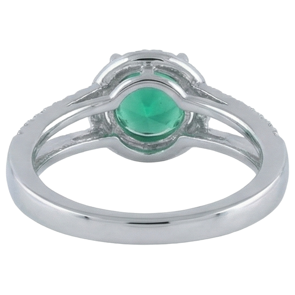 6 Carats Round Shape Green Emerald With Natural Earth Mined DIAMOND ( NOT LAB GROWN ) Ring Gold