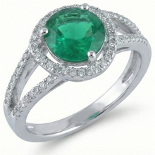 6 Carats Round Shape Green Emerald With Natural Earth Mined DIAMOND ( NOT LAB GROWN ) Ring Gold