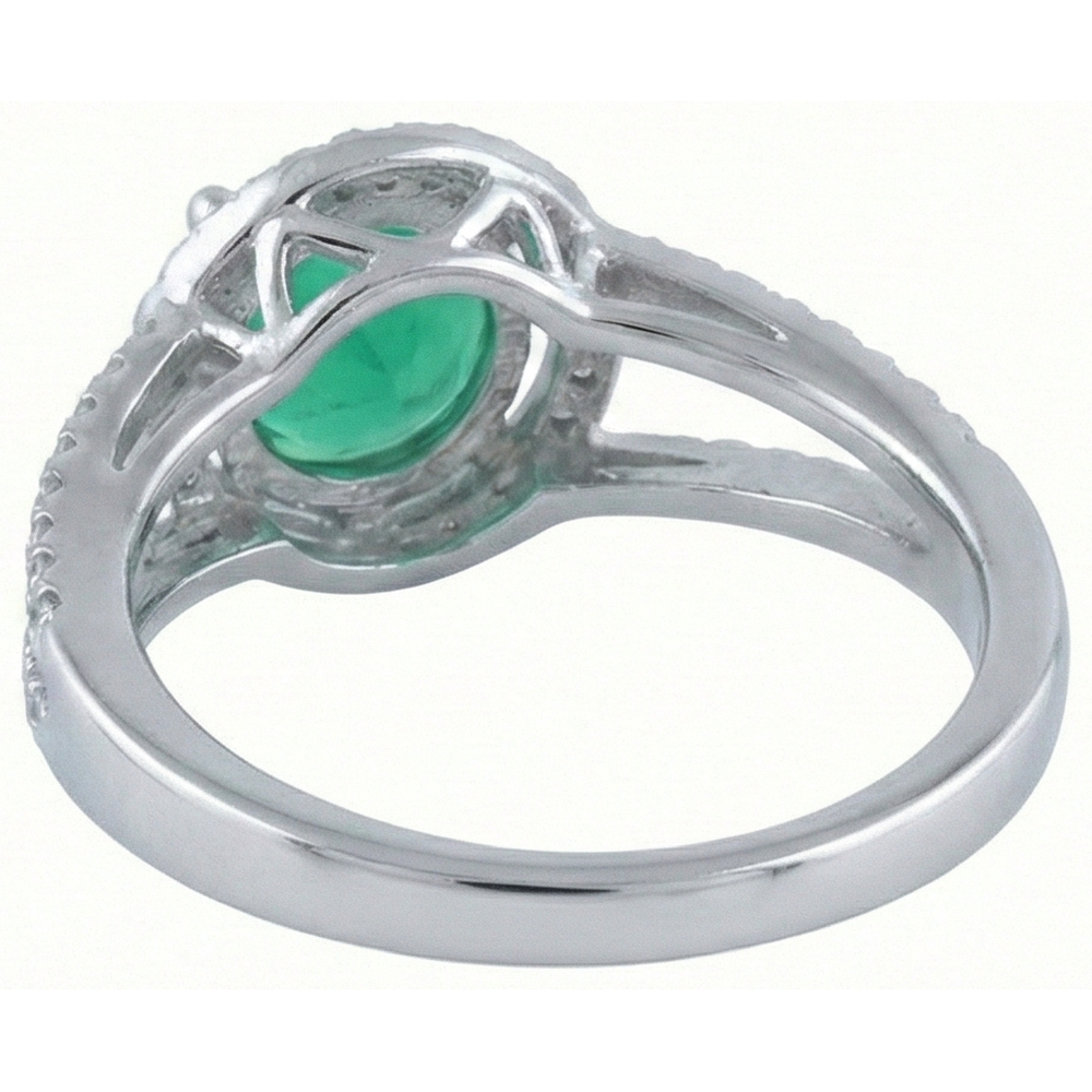 6 Carats Round Shape Green Emerald With Natural Earth Mined DIAMOND ( NOT LAB GROWN ) Ring Gold