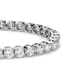 6 Carats Round Sparkling Genuine Diamonds Bracelet White Gold 14K
