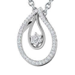 6 Carats Sparkling Real Round Cut Diamonds Pendant Necklace White Gold 14K