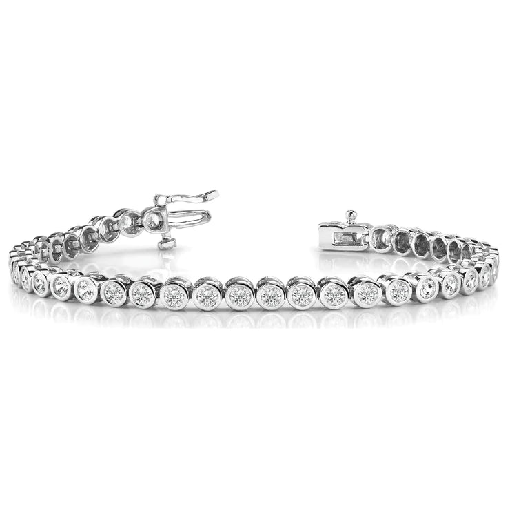 6 Carats Sparkling Round Real Diamonds Tennis Bracelet White Gold 14K