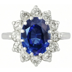 6 Carats Sri Lanka Blue Sapphire Natural Earth Mined DIAMOND ( NOT LAB GROWN )s Ring 14K White Gold