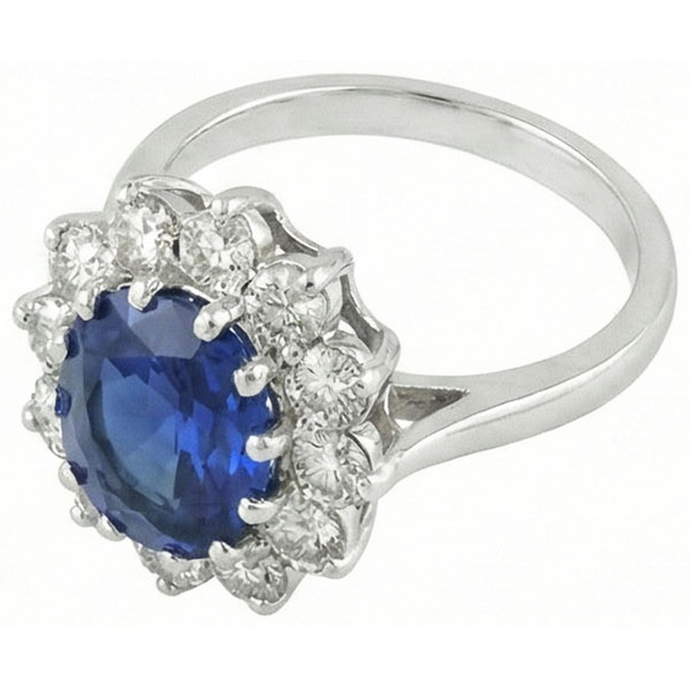 6 Carats Sri Lanka Blue Sapphire Natural Earth Mined DIAMOND ( NOT LAB GROWN )s Ring 14K White Gold