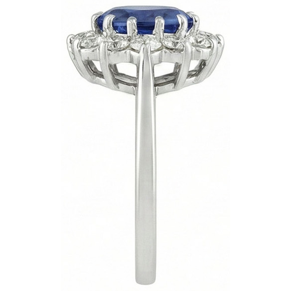 6 Carats Sri Lanka Blue Sapphire Natural Earth Mined DIAMOND ( NOT LAB GROWN )s Ring 14K White Gold
