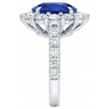 6 Carats Sri Lanka Sapphire Natural Earth Mined Diamond Gemstone Ring White Gold 14K