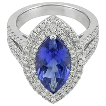 6 Ct Natural Earth Mined Diamond With Marquise Cut Tanzanite Stone Ring White Gold 14K