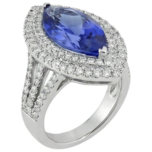6 Ct Natural Earth Mined Diamond With Marquise Cut Tanzanite Stone Ring White Gold 14K