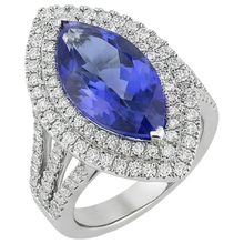 6 Ct Natural Earth Mined Diamond With Marquise Cut Tanzanite Stone Ring White Gold 14K
