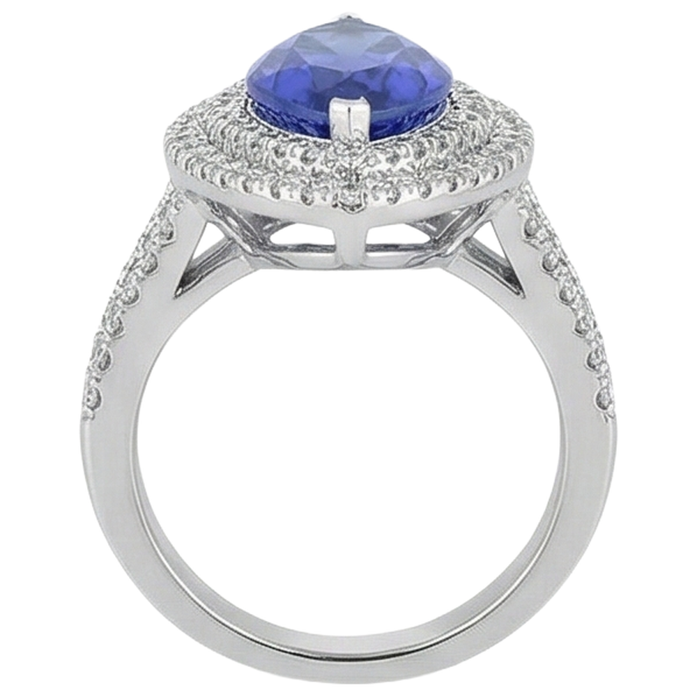 6 Ct Natural Earth Mined Diamond With Marquise Cut Tanzanite Stone Ring White Gold 14K