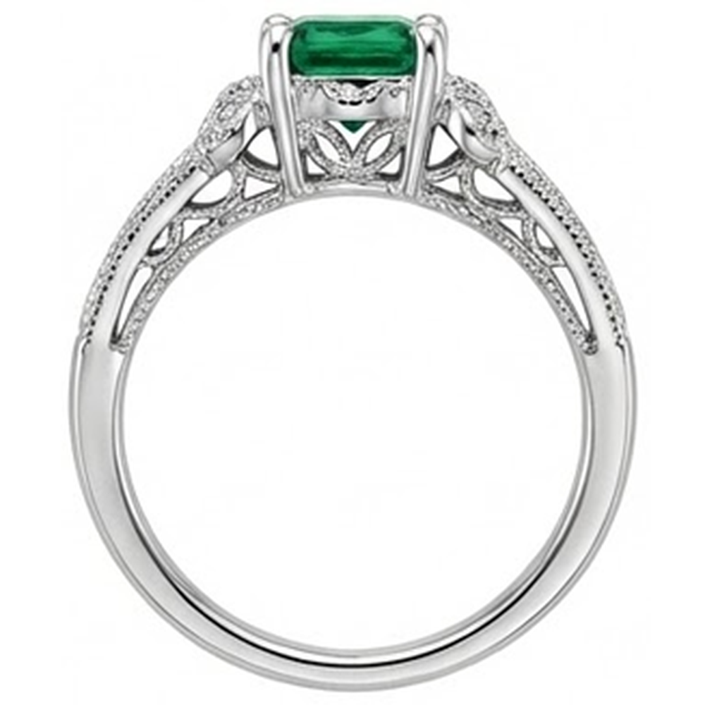 6 Ct Princess Cut Green Emerald Natural Earth Mined Diamond Ring White Gold Fine Jewellery