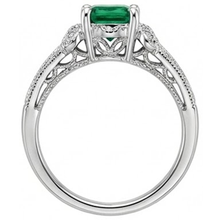 6 Ct Princess Cut Green Emerald Natural Earth Mined Diamond Ring White Gold Fine Jewellery