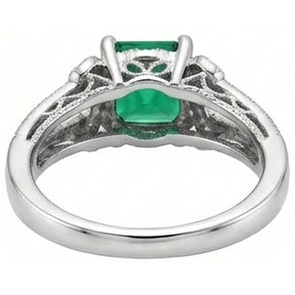 6 Ct Princess Cut Green Emerald Natural Earth Mined Diamond Ring White Gold Fine Jewellery