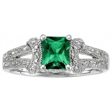 6 Ct Princess Cut Green Emerald Natural Earth Mined Diamond Ring White Gold Fine Jewellery