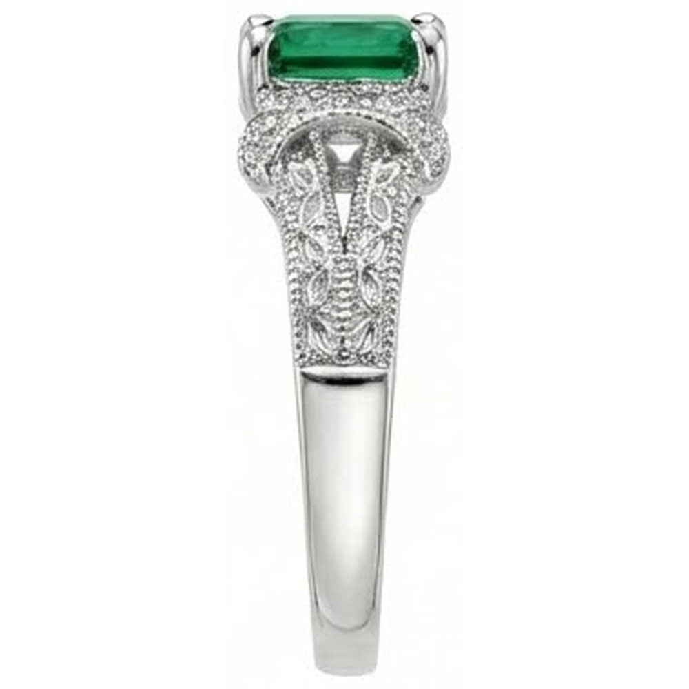 6 Ct Princess Cut Green Emerald Natural Earth Mined Diamond Ring White Gold Fine Jewellery