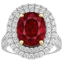 6 Ct Red Ruby With Natural Earth Mined Diamonds Ring Prong Set Gold 14K
