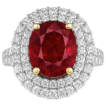 6 Ct Red Ruby With Natural Earth Mined Diamonds Ring Prong Set Gold 14K