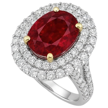 6 Ct Red Ruby With Natural Earth Mined Diamonds Ring Prong Set Gold 14K