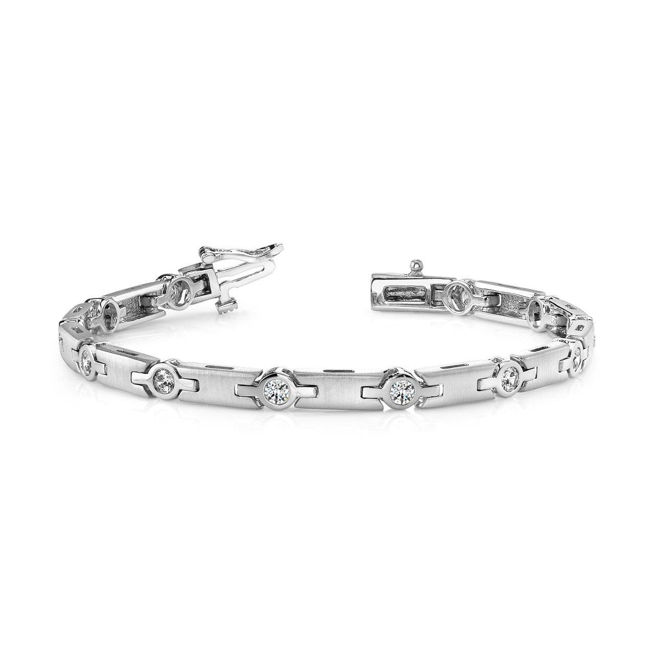 6 Ct Round Cut Bezel Setting Genuine Diamond Bracelet Solid White Gold Jewelry