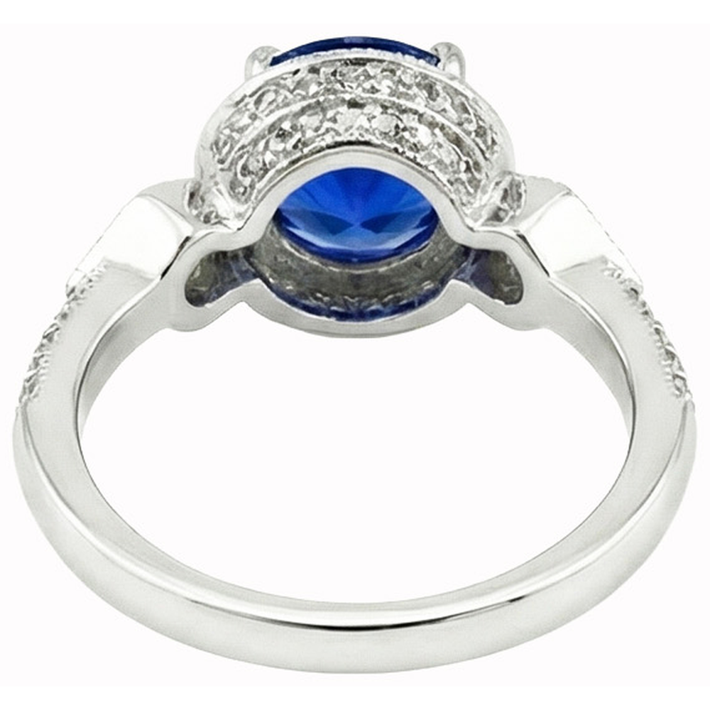 6 Ct Round Genuine Sri Lanka Sapphire And Natural Earth Mined DIAMOND ( NOT LAB GROWN )s White Gold 14K