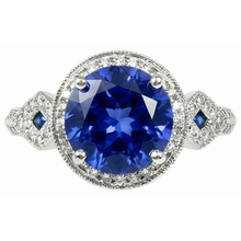 6 Ct Round Genuine Sri Lanka Sapphire And Natural Earth Mined DIAMOND ( NOT LAB GROWN )s White Gold 14K