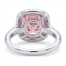 Women's Pink Diamond Ring 6 Carat Lab Grown Cushion Double Halo 14K White Gold
