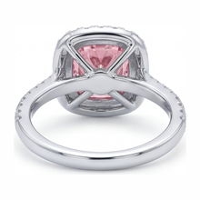 Pink Diamond Ring 6 Carat Lab Grown Cushion Halo Pave 14K White Gold