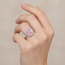 Lab Grown Pink Diamond Engagement Ring 6 Carat Cushion Halo Pave 14K White Gold