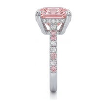 Pink Diamond Ring 6 Carat Lab Grown Cushion Pave 14K White Gold