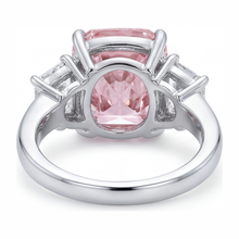 Pink Engagement Ring 6 Carat Lab Grown Cushion Diamond Three Stone 14K White Gold
