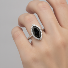 Black Diamond Proposal Ring 3 Carat Genuine Marquise Halo 14K White Gold