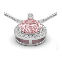 Pink Diamond Pendant 6 Carat Lab Grown Pear Halo 14K White Gold