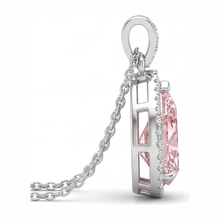 Pink Diamond Pendant 6 Carat Lab Grown Pear Halo 14K White Gold