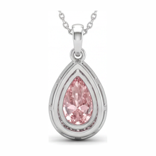 Pink Diamond Pendant 6 Carat Lab Grown Pear Halo 14K White Gold