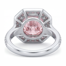 Pink Gemstone Engagement Ring 6 Carat Lab Grown Radiant Diamond Halo 14K White Gold