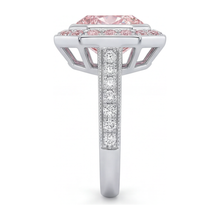 Pink Gemstone Engagement Ring 6 Carat Lab Grown Radiant Diamond Halo 14K White Gold