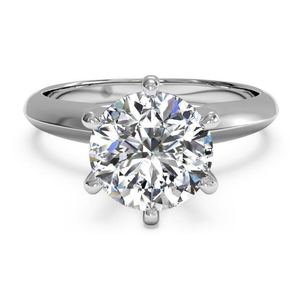 Ladies Solitaire Round Natural Real Diamond ( Not Lab Grown ) Wedding Ring White Gold 14K