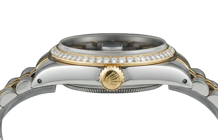 Black Stick Dial Datejust Women Rolex Watch Two Tone Jubilee