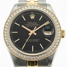 Black Stick Dial Datejust Women Rolex Watch Two Tone Jubilee