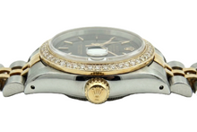 Black Stick Dial Datejust Women Rolex Watch Two Tone Jubilee