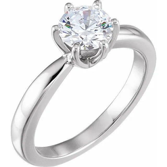 Six Prong Set 1.60 Ct Solitaire Round Natural Earth Mined Diamond Wedding Ring White Gold
