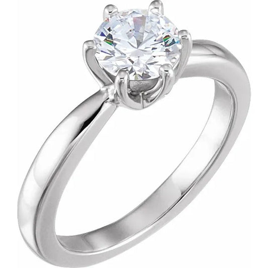 Six Prong Set 1.60 Ct Solitaire Round Natural Earth Mined Diamond Wedding Ring White Gold
