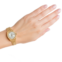 Rolex President Stick Dial Fluted Bezel Yellow Gold Lady Watch