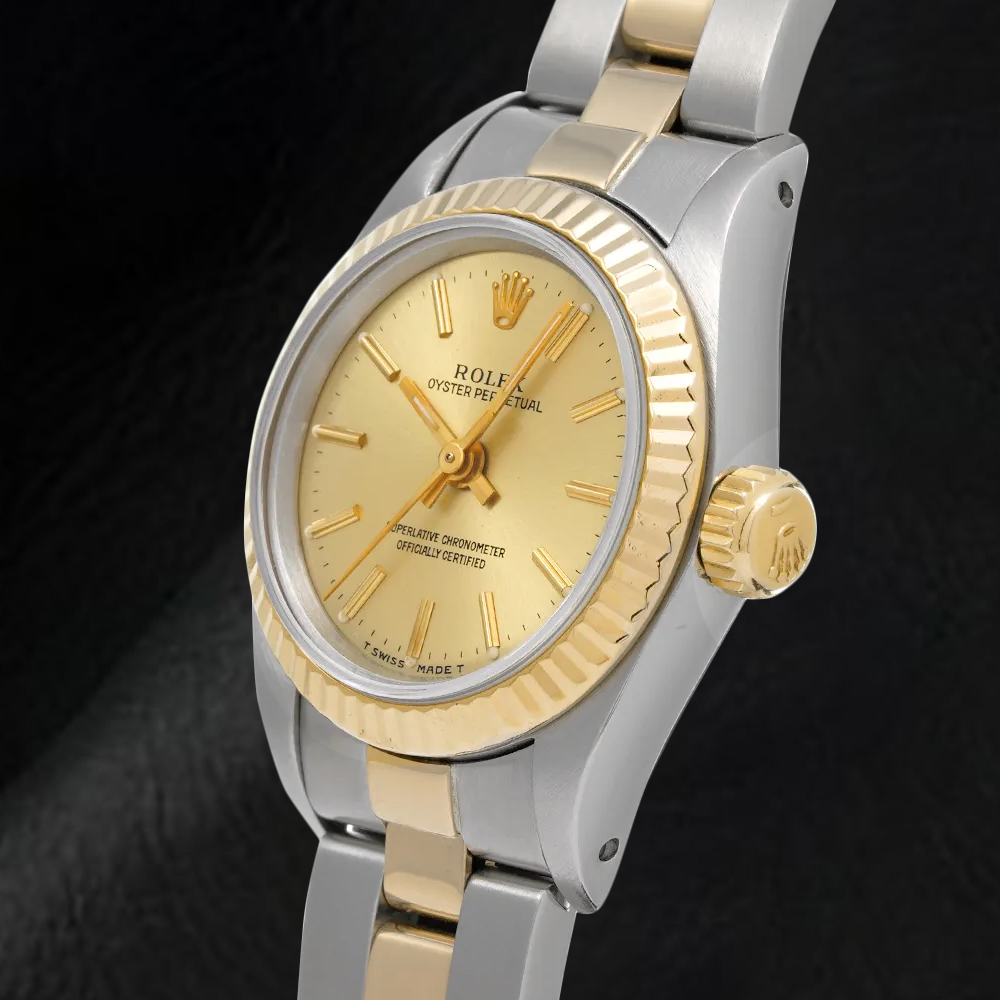 67193 Rolex Oyster Perpetual Champagne Dial Women Watch