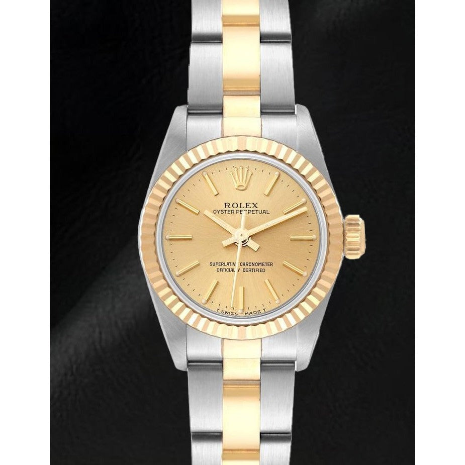67193 Rolex Oyster Perpetual Champagne Dial Women Watch