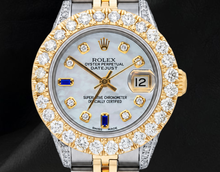 69173 Rolex Datejust 26mm Diamond Dial With Blue Sapphire Two Tone Watch