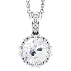 Natural Antique Cushion Brilliant Diamond Pendant Necklace