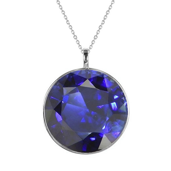 Round Brilliant Royal Blue Sapphire ring in 14K White Gold – main view